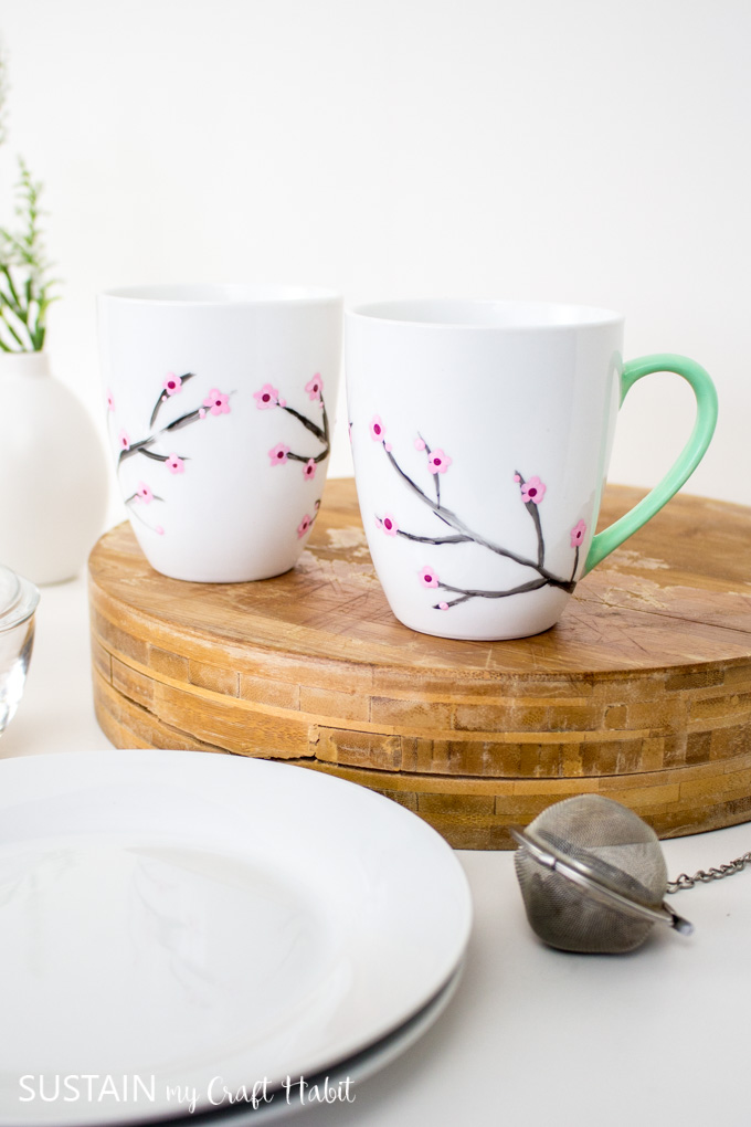 Cherry blossom mug painted