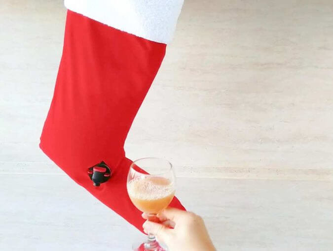 Christmas stocking wine dispenser