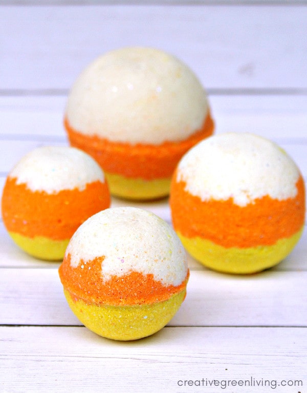 Candy corn Halloween bath bombs