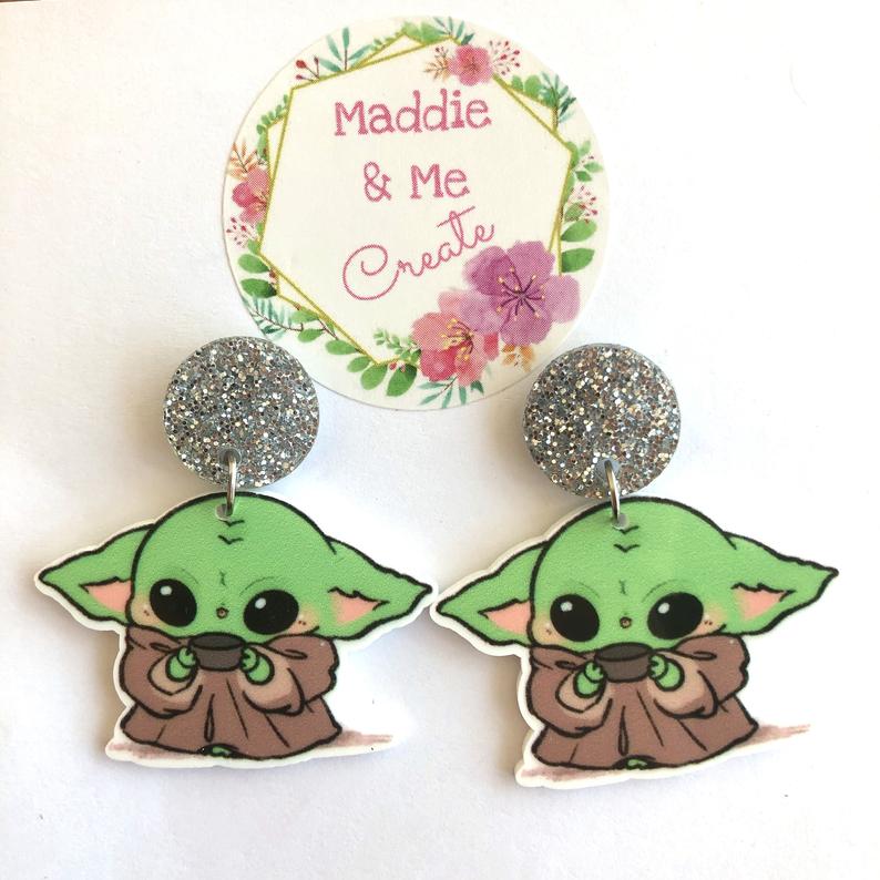 Acrylic Yoda earrings