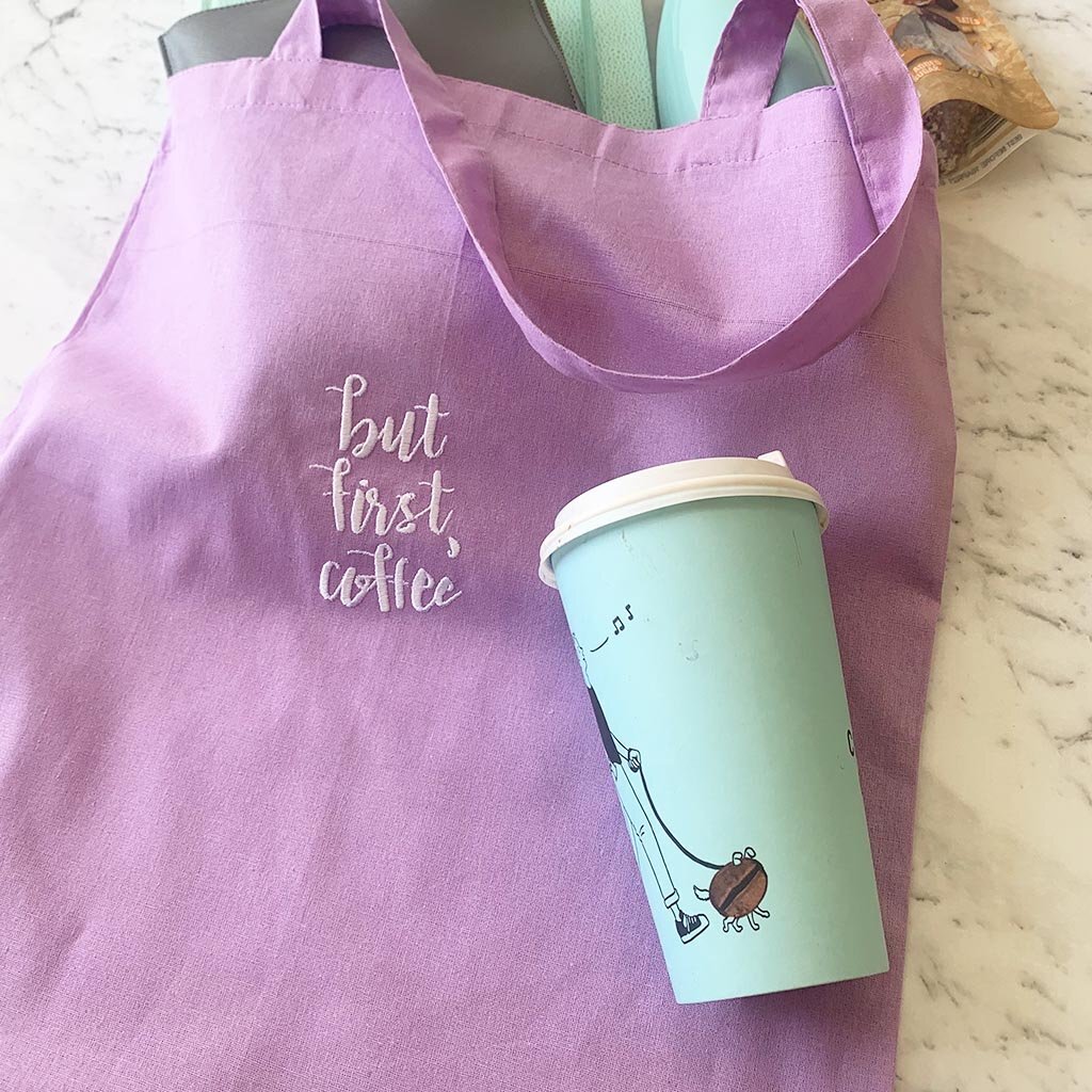 Purple coffee tote bag