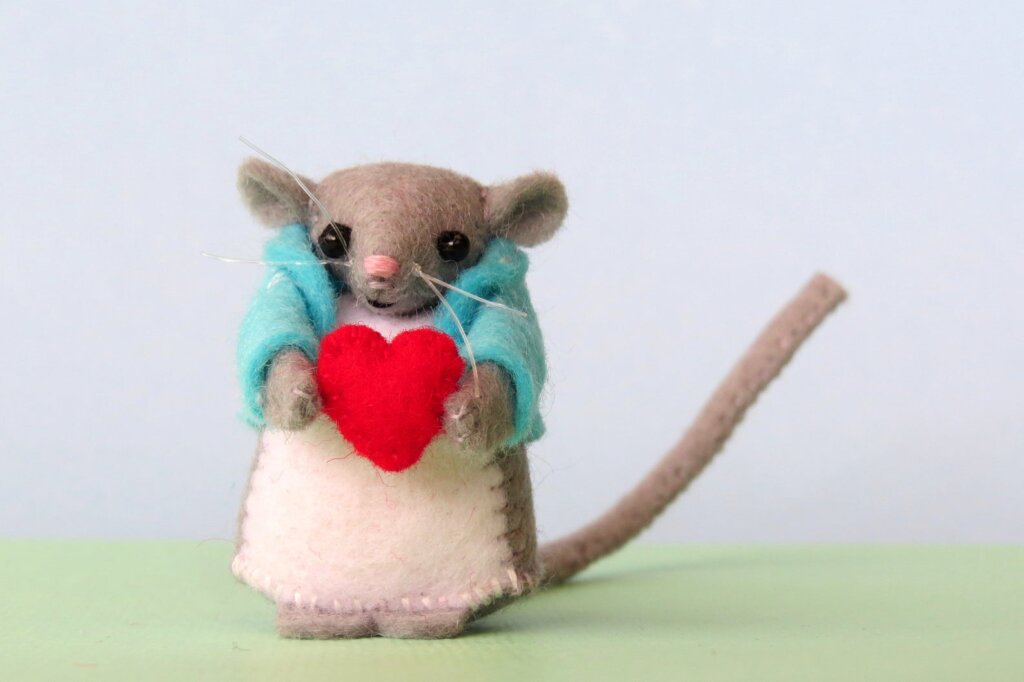 felt mouse with heart