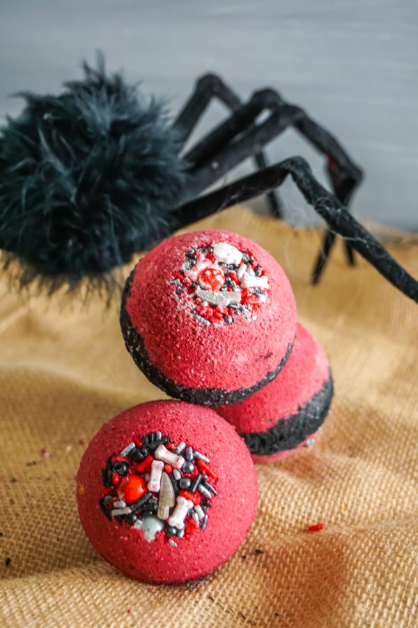 Red and black bath bombs