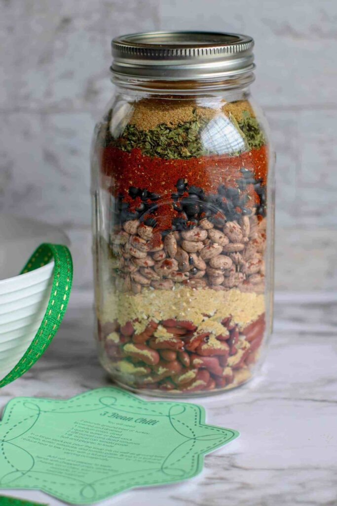 Three-bean chili in a jar