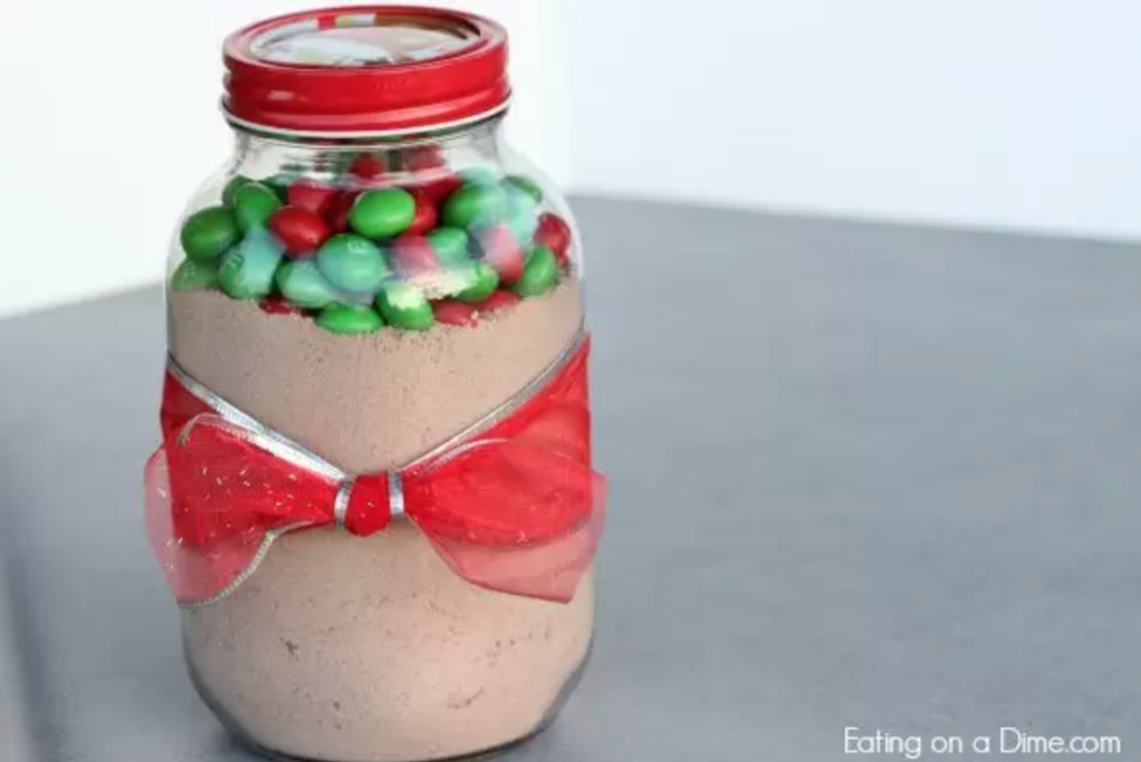 M&M Christmas cookies in jar