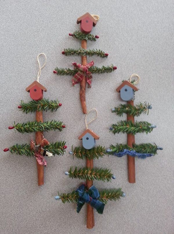 Birdhouse cinnamon stick ornament