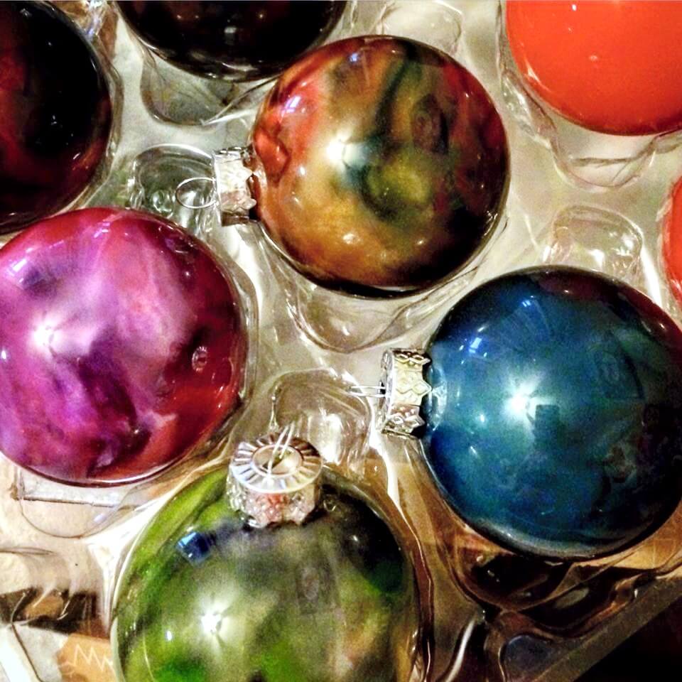Melted crayon ornaments