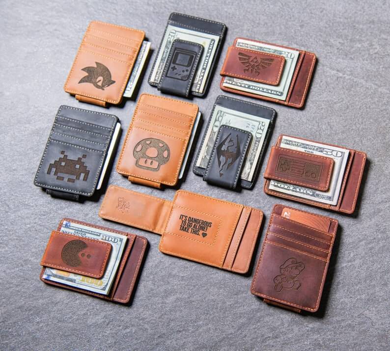 A Personalized Leather Magnetic Money Clip