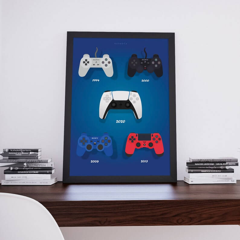 Art Showing the Evolution of PlayStation Controllers