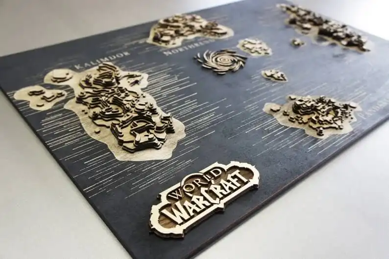 A World of Warcraft Wooden Topographic Map