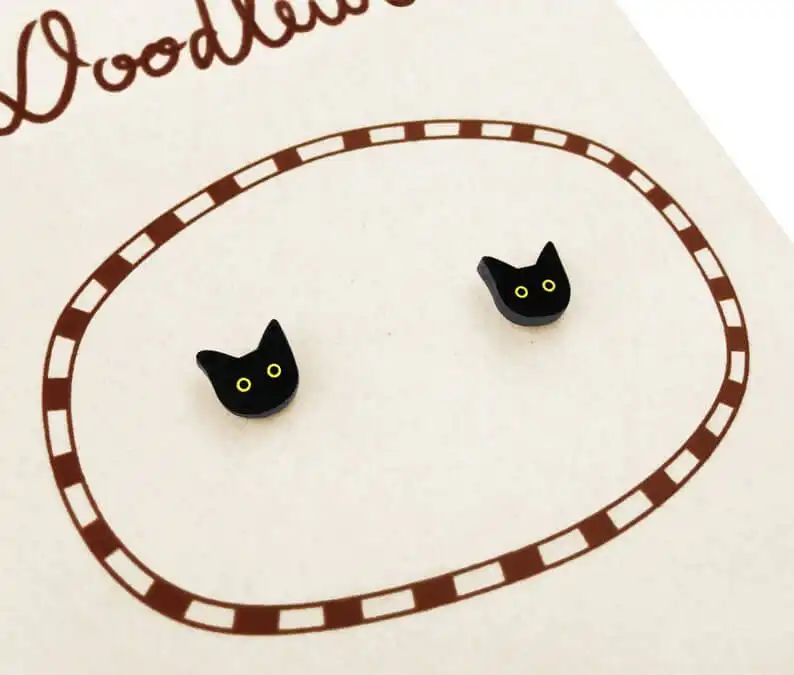 These Tiny Black Cat Earrings