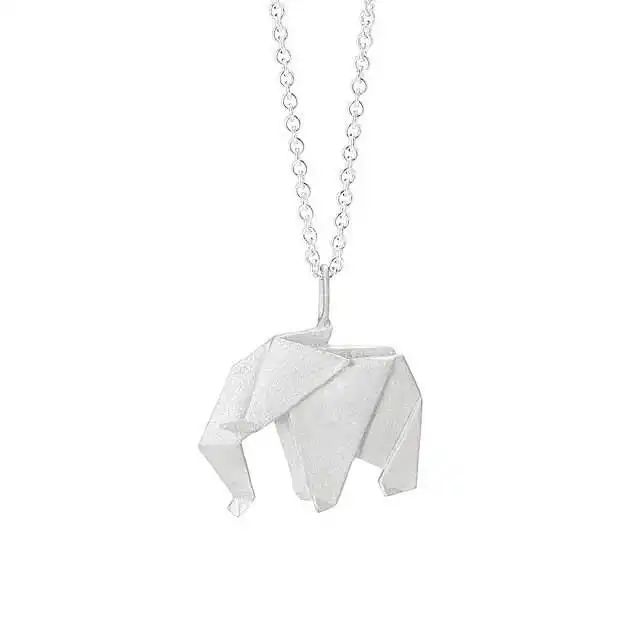This Origami Style Elephant Necklace