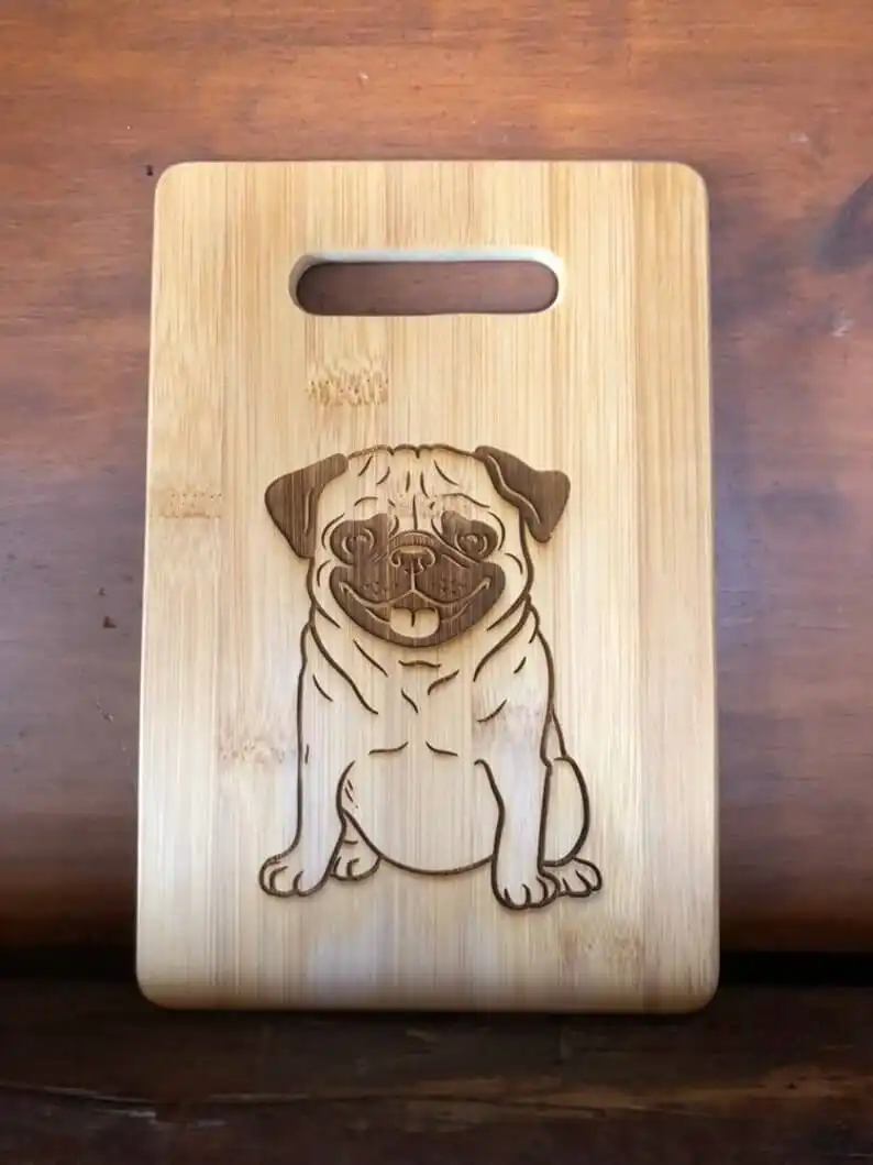 This Cute Pug Bamboo Cutting Board