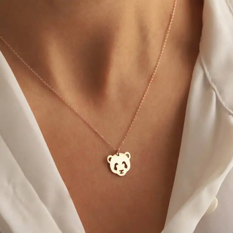 A Stunning 14K Gold Panda Necklace
