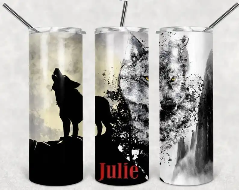 A Personalized Wolf Tumbler