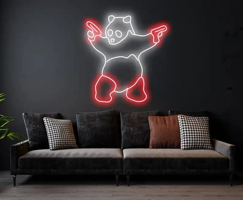 This Banksy-Inspired Neon Panda Light