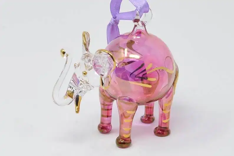 A Gorgeous Blown Glass Elephant Ornament