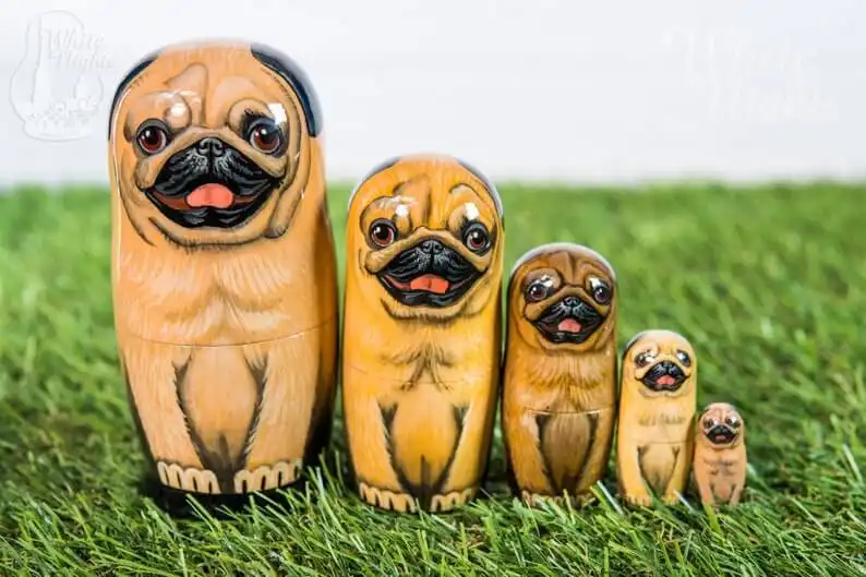 These Charming Pug Nesting Dolls