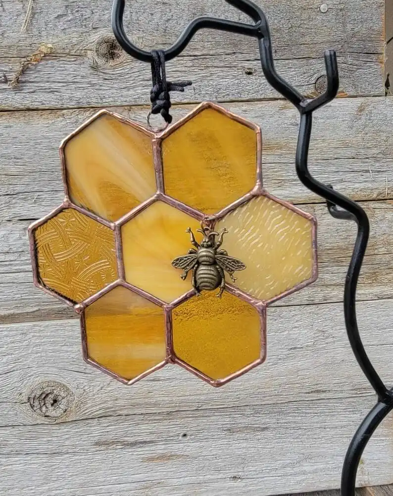 A Honeycomb and Bee Suncatcher
