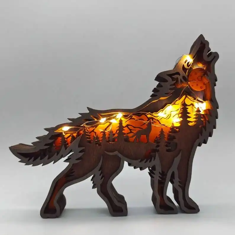 A Howling Wolf Clock and Lamp