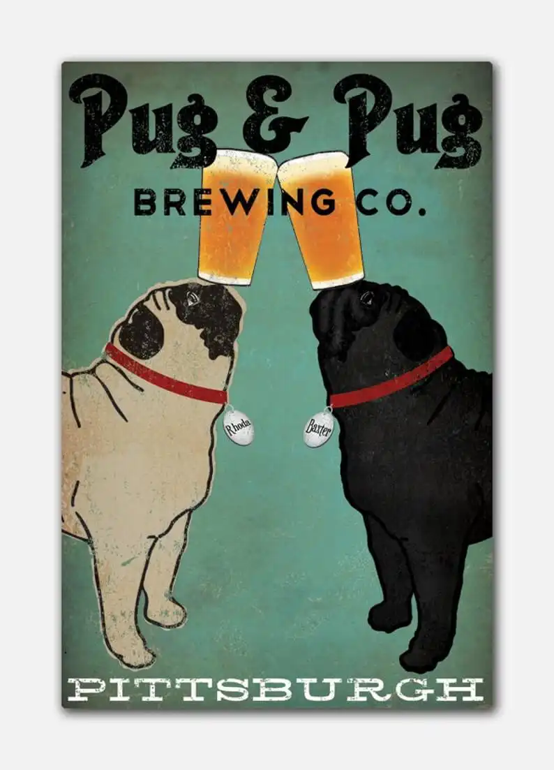 This Personalized Pug & Pug Brewing Sign