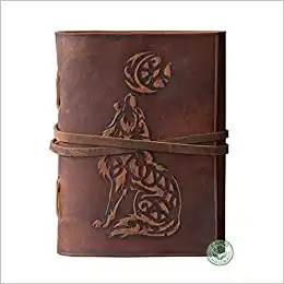 An Embossed Wolf Leather Bound Journal