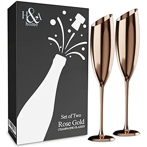 These Beautiful Rose Gold Champagne Flutes