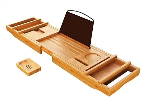 A Luxury Bamboo Bathtub Caddy