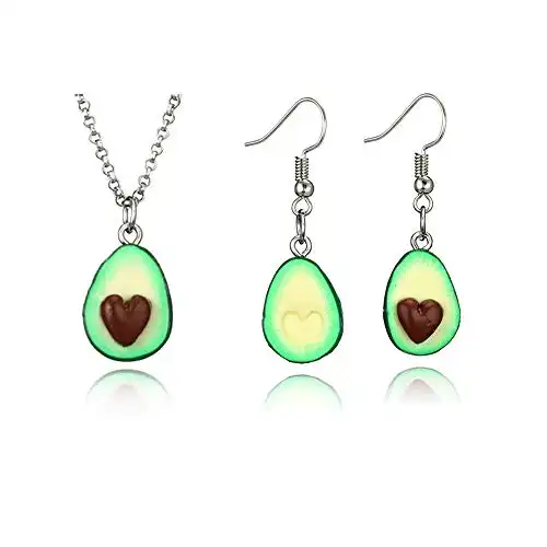 This Cute Avocado Necklace and Earrings Set