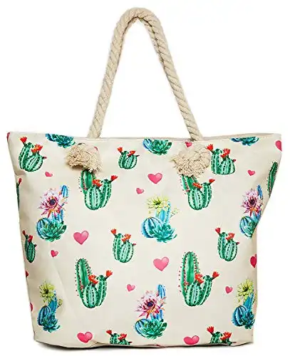 A Cute Cactus Beach Tote Bag