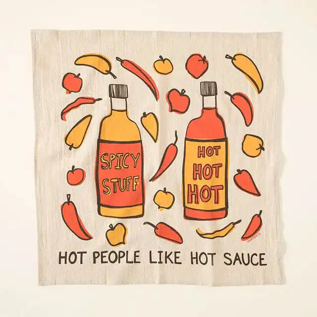 This Colorful Hot Sauce Tea Towel