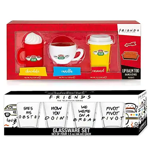 This Friends Lip Balm and Glassware Gift Set