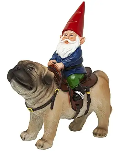 This Funny Garden Gnome Riding a Pug