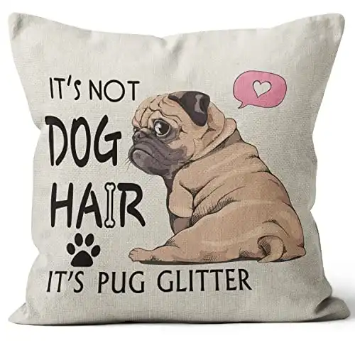 A Pug Glitter Throw Pillow Cover