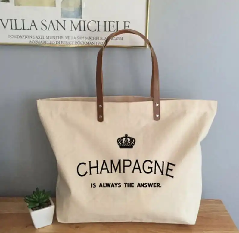 This Stylish and Witty Champagne Tote Bag