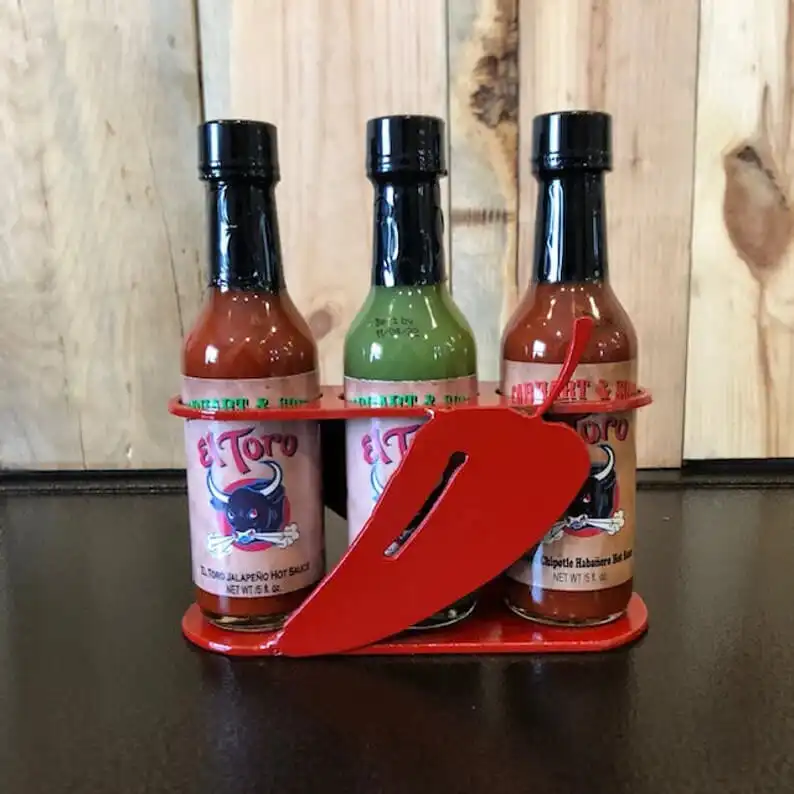 A Hot Sauce Gift Set with Display Caddy