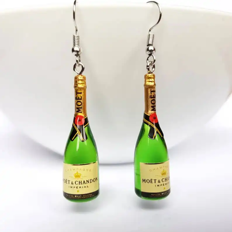 Some Adorable Champagne Bottle Earrings