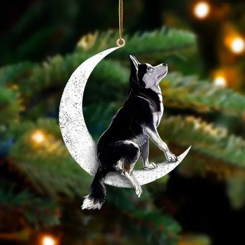 This Husky and Moon Ornament